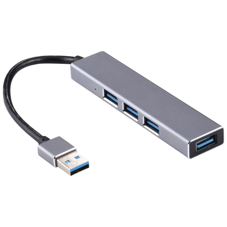 3019 4 x USB 3.0 to USB 3.0 Aluminum Alloy HUB Adapter with LED Indicator (Silver Grey) - USB 3.0 HUB by buy2fix | Online Shopping UK | buy2fix