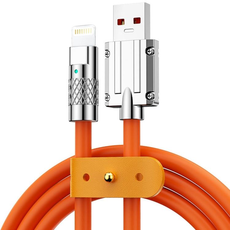 Mech Series 6A 120W USB to 8 Pin Metal Plug Silicone Fast Charging Data Cable, Length: 1.2m(Orange) by buy2fix