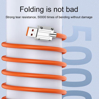 Mech Series 6A 120W USB to 8 Pin Metal Plug Silicone Fast Charging Data Cable, Length: 1.2m(Orange) by buy2fix
