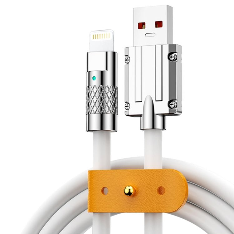 Mech Series 6A 120W USB to 8 Pin Metal Plug Silicone Fast Charging Data Cable, Length: 1.8m(White) by buy2fix