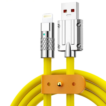 Mech Series 6A 120W USB to 8 Pin Metal Plug Silicone Fast Charging Data Cable, Length: 1.8m(Yellow) by buy2fix