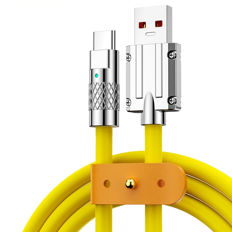 Mech Series 6A 120W USB to USB-C / Type-C Metal Plug Silicone Fast Charging Data Cable, Length: 1.8m(Yellow) by buy2fix