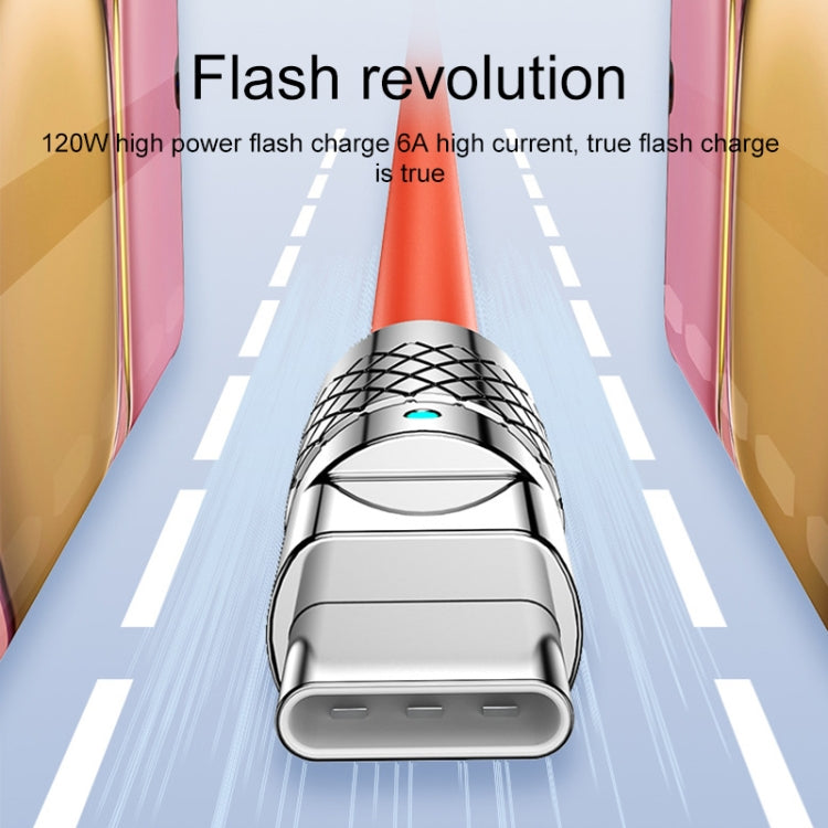 Mech Series 6A 120W USB to USB-C / Type-C Metal Plug Silicone Fast Charging Data Cable, Length: 1.8m(Yellow) by buy2fix