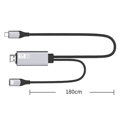 9572PD USB-C / Type-C Male to HDMI Male 4K HD Video Adapter Cable, Cable Length: 1.8m by buy2fix