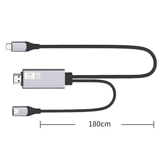9572PD USB-C / Type-C Male to HDMI Male 4K HD Video Adapter Cable, Cable Length: 1.8m by buy2fix