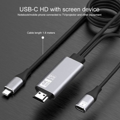 9572PD USB-C / Type-C Male to HDMI Male 4K HD Video Adapter Cable, Cable Length: 1.8m by buy2fix