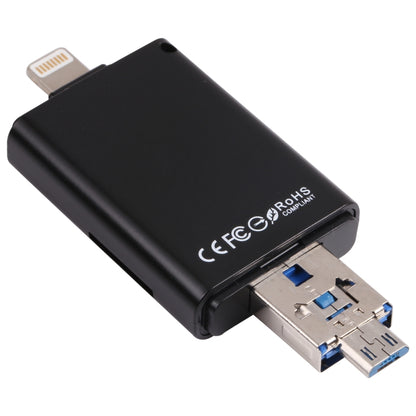 NK-208 3 in 1 i-Flash TF Card / SD Card Reader For 8 Pin + USB 2.0 + Micro USB Devices(Black) by buy2fix
