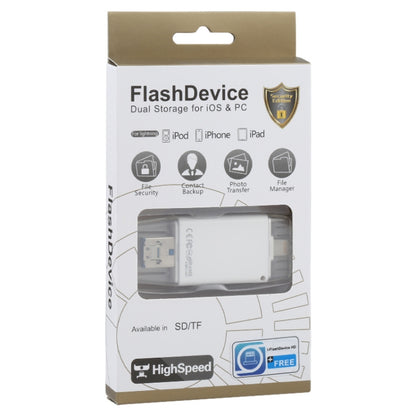 NK-208 3 in 1 i-Flash TF Card / SD Card Reader For 8 Pin + USB 2.0 + Micro USB Devices(White) by buy2fix