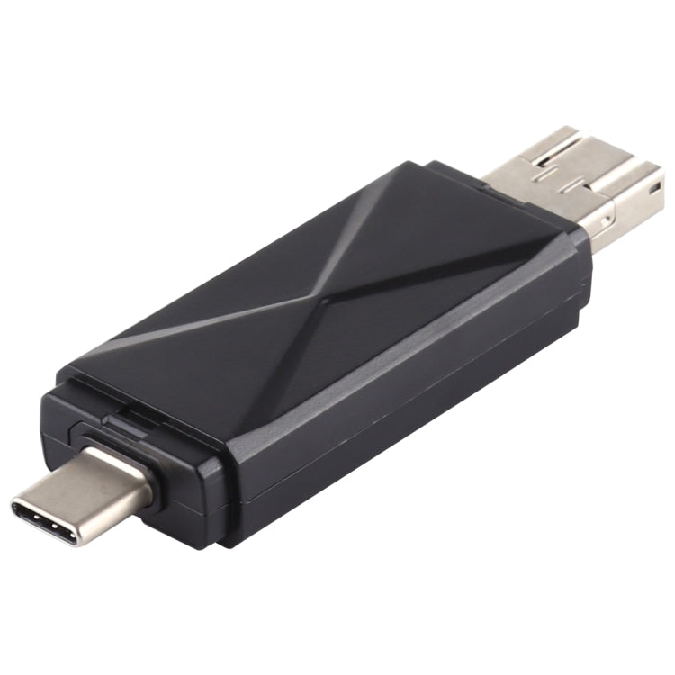 USB-C / Type-C + SD + TF + Micro USB to USB 2.0 Card Reader (Black) by buy2fix