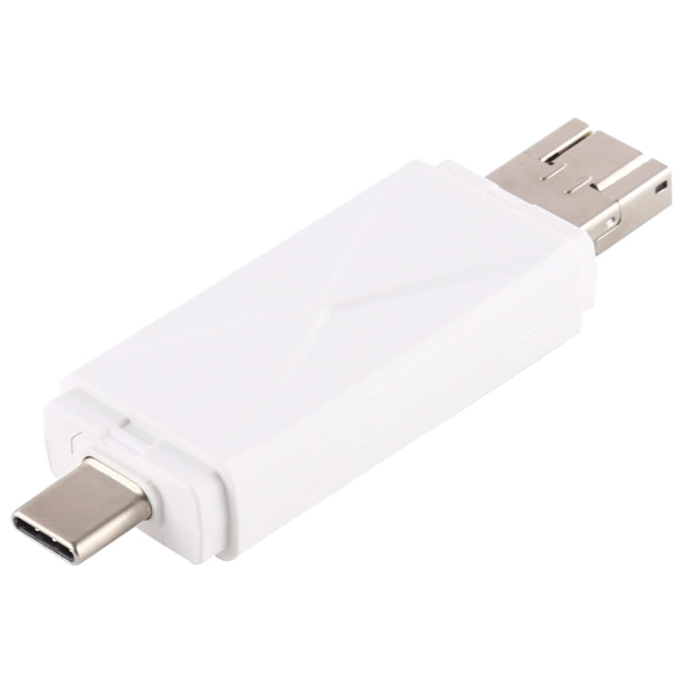 USB-C / Type-C + SD + TF + Micro USB to USB 2.0 Card Reader (White) by buy2fix