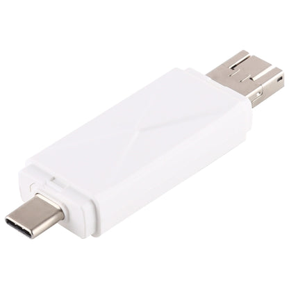 USB-C / Type-C + SD + TF + Micro USB to USB 2.0 Card Reader (White) by buy2fix