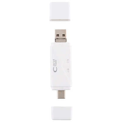 USB-C / Type-C + SD + TF + Micro USB to USB 2.0 Card Reader (White) by buy2fix