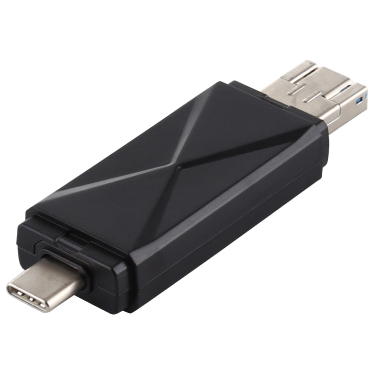 USB-C / Type-C + SD + TF + Micro USB to USB 3.0 Card Reader (Black) by buy2fix
