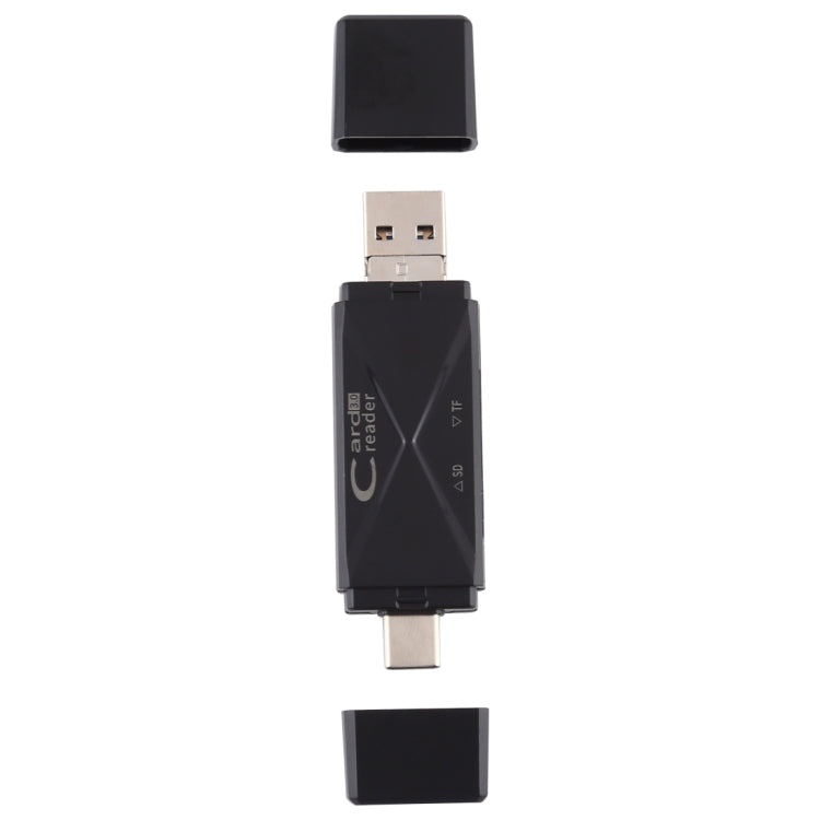 USB-C / Type-C + SD + TF + Micro USB to USB 3.0 Card Reader (Black) by buy2fix