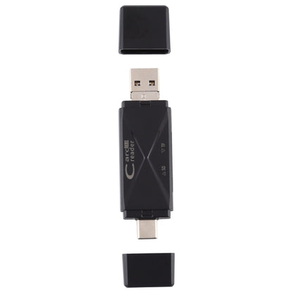USB-C / Type-C + SD + TF + Micro USB to USB 3.0 Card Reader (Black) by buy2fix
