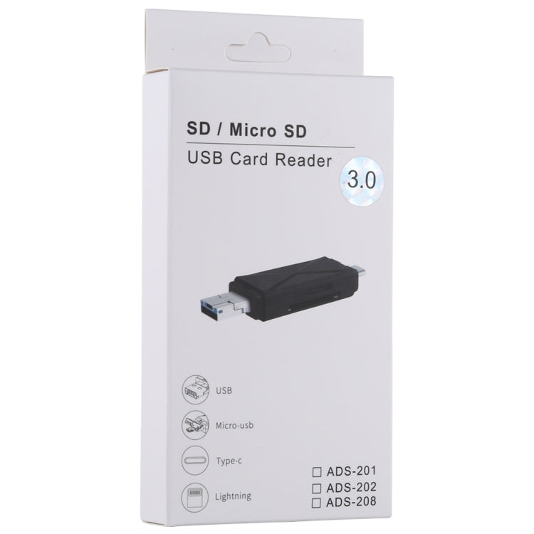 USB-C / Type-C + SD + TF + Micro USB to USB 3.0 Card Reader (Black) by buy2fix