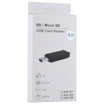 USB-C / Type-C + SD + TF + Micro USB to USB 3.0 Card Reader (Black) by buy2fix
