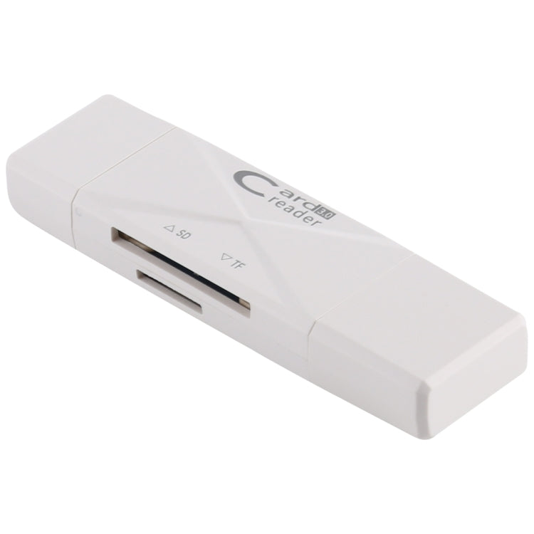 USB-C / Type-C + SD + TF + Micro USB to USB 3.0 Card Reader (White) by buy2fix