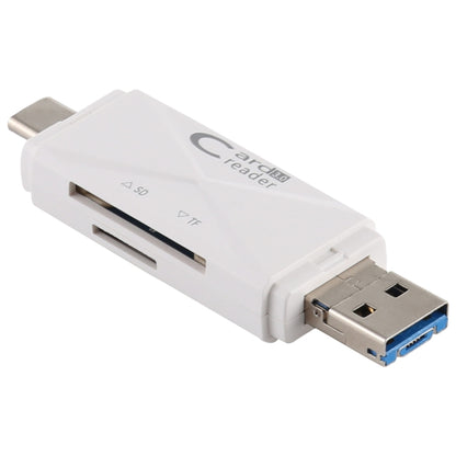 USB-C / Type-C + SD + TF + Micro USB to USB 3.0 Card Reader (White) by buy2fix