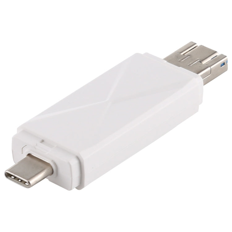 USB-C / Type-C + SD + TF + Micro USB to USB 3.0 Card Reader (White) by buy2fix