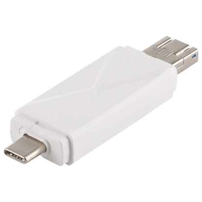 USB-C / Type-C + SD + TF + Micro USB to USB 3.0 Card Reader (White) by buy2fix