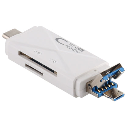 USB-C / Type-C + SD + TF + Micro USB to USB 3.0 Card Reader (White) by buy2fix