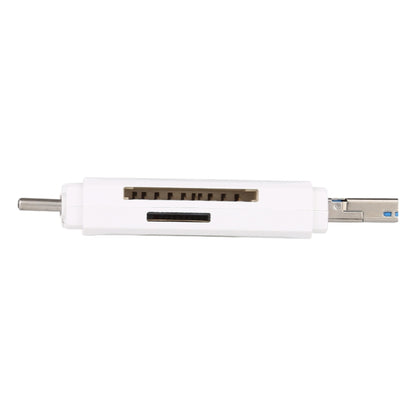 USB-C / Type-C + SD + TF + Micro USB to USB 3.0 Card Reader (White) by buy2fix