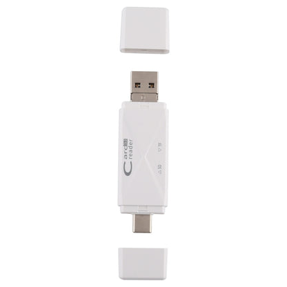 USB-C / Type-C + SD + TF + Micro USB to USB 3.0 Card Reader (White) by buy2fix