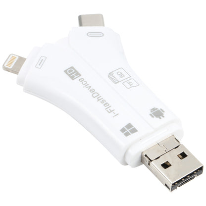 NK-908 4 in 1 i-Flash Y-shaped TF Card / SD Card Reader For 8 Pin + USB-C / Type-C + Micro USB + USB Devices by buy2fix