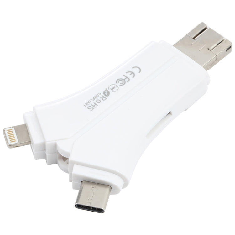 NK-908 4 in 1 i-Flash Y-shaped TF Card / SD Card Reader For 8 Pin + USB-C / Type-C + Micro USB + USB Devices by buy2fix
