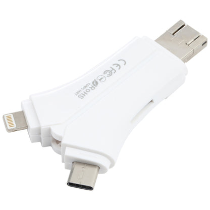 NK-908 4 in 1 i-Flash Y-shaped TF Card / SD Card Reader For 8 Pin + USB-C / Type-C + Micro USB + USB Devices by buy2fix