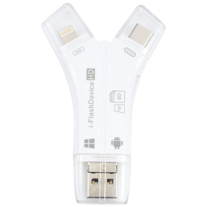 NK-908 4 in 1 i-Flash Y-shaped TF Card / SD Card Reader For 8 Pin + USB-C / Type-C + Micro USB + USB Devices by buy2fix