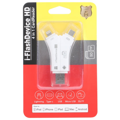 NK-908 4 in 1 i-Flash Y-shaped TF Card / SD Card Reader For 8 Pin + USB-C / Type-C + Micro USB + USB Devices by buy2fix