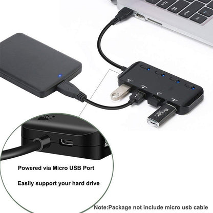 High Speed 4 x USB 3.0 to USB-C / Type-C HUB with Switch (Black) by buy2fix