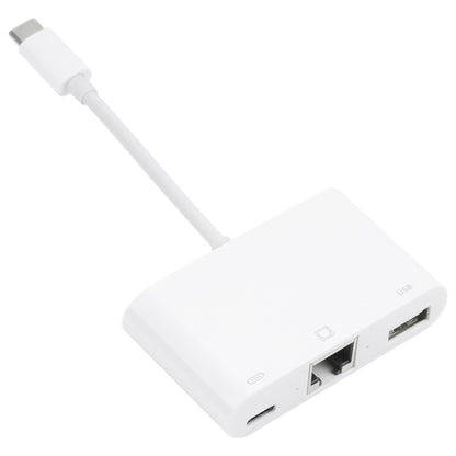 NK-107 TC 3 in 1 USB-C / Type-C Male to USB + Ethernet + Type-C Power Female Adapter by buy2fix