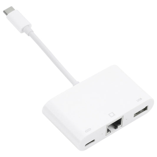 NK-107 TC 3 in 1 USB-C / Type-C Male to USB + Ethernet + Type-C Power Female Adapter by buy2fix
