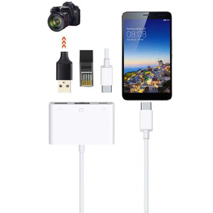NK-107 TC 3 in 1 USB-C / Type-C Male to USB + Ethernet + Type-C Power Female Adapter by buy2fix