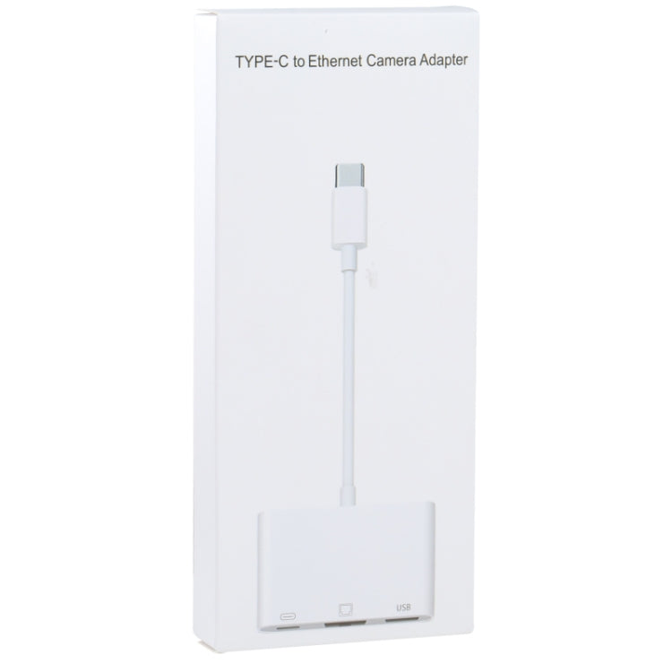 NK-107 TC 3 in 1 USB-C / Type-C Male to USB + Ethernet + Type-C Power Female Adapter by buy2fix