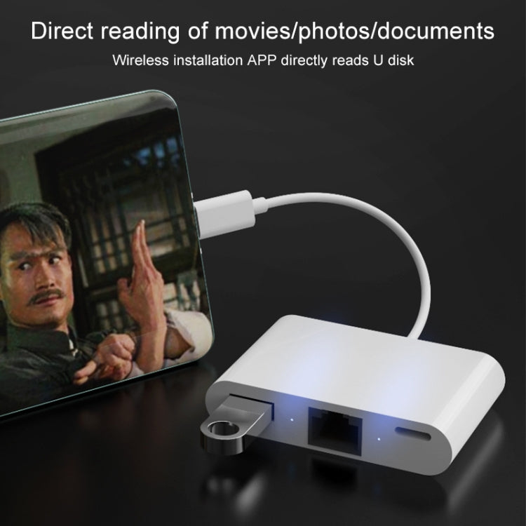 NK-107 TC 3 in 1 USB-C / Type-C Male to USB + Ethernet + Type-C Power Female Adapter by buy2fix