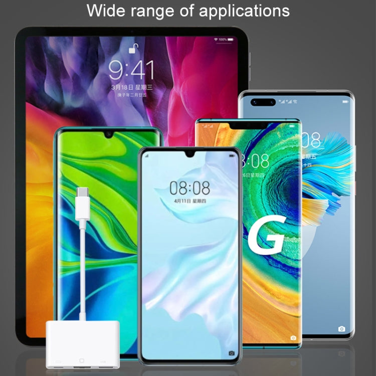 NK-107 TC 3 in 1 USB-C / Type-C Male to USB + Ethernet + Type-C Power Female Adapter by buy2fix