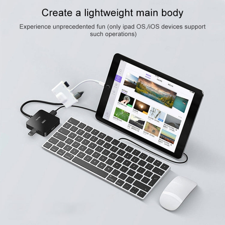 NK-1033 5 in 1 8 Pin Male to Dual USB + 3.5mm AUX + Ethernet + 8 Pin Power Female Adapter by buy2fix