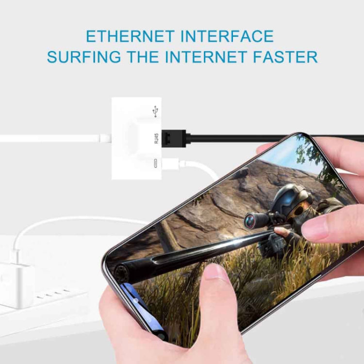 3 in 1 USB-C / Type-C Male to USB + 100M RJ45 Ethernet + Type-C Power Female Adapter by buy2fix