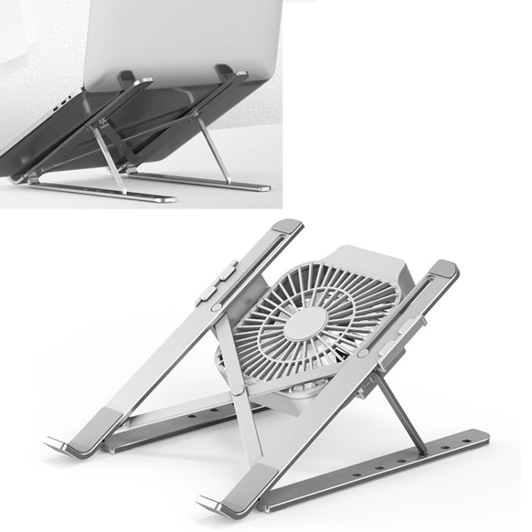 Portable Adjustable Laptop Stand Desktop Lifting Height Increase Rack Folding Heat Dissipation Holder, Style: Fan - Laptop Stand by buy2fix | Online Shopping UK | buy2fix