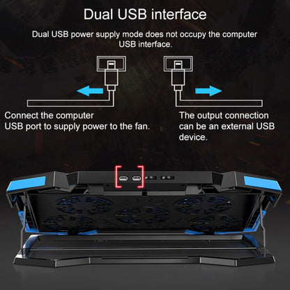 dual USB Ports Five-core Radiator Notebook Computer  Holder (Blue) - Laptop Stand by buy2fix | Online Shopping UK | buy2fix