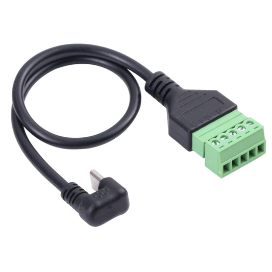 U-shaped Elbow USB-C / Type-C Male to 5 Pin Green Pluggable Terminal Solder-free Connector Cable by buy2fix