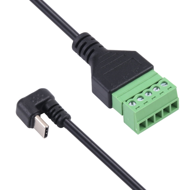 U-shaped Elbow USB-C / Type-C Male to 5 Pin Green Pluggable Terminal Solder-free Connector Cable by buy2fix