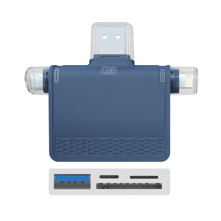 NK-939C 3 in 1 USB to USB-C / Type-C + 8PIN Multifunctional Docking Station (Blue) by buy2fix