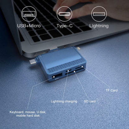 NK-939C 3 in 1 USB to USB-C / Type-C + 8PIN Multifunctional Docking Station (Blue) by buy2fix