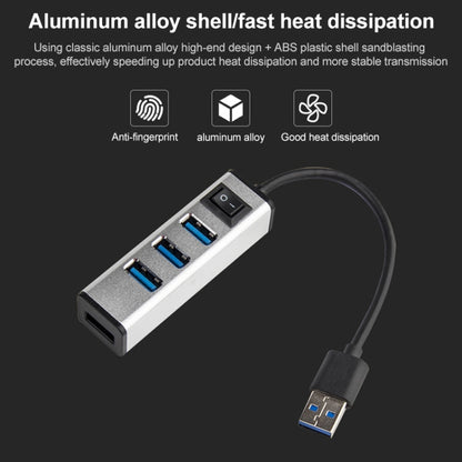 USB to 4 USB 3.0 Ports Aluminum Alloy HUB with Switch(Silver) by buy2fix