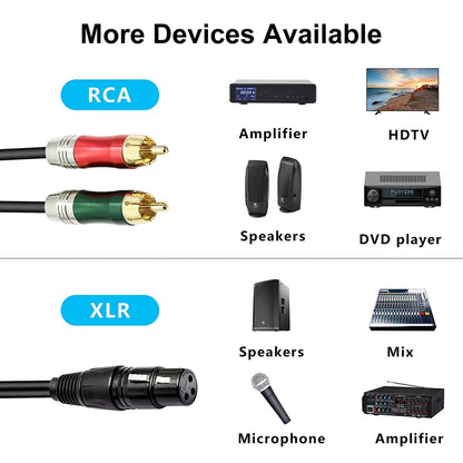 30cm Metal Head 3 Pin XLR CANNON Female to 2 RCA Male Audio Connector Adapter Cable for Microphone / Audio Equipment - Microphone Audio Cable & Connector by buy2fix | Online Shopping UK | buy2fix